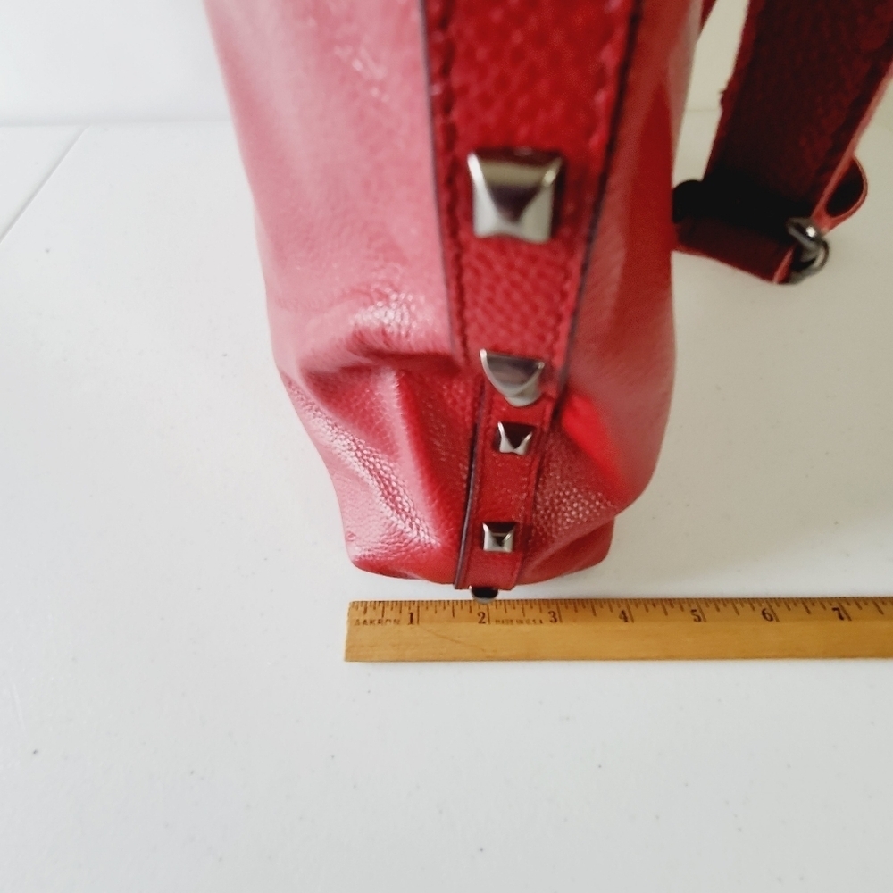 Cannci Soft Pebbled Leather Oversized Shoulder Bag Studded Large Red Tote Spring - Picture 12 of 16